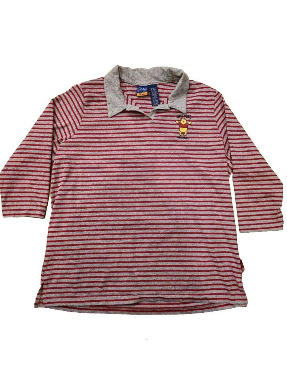 Vintage Disney Winnie The Pooh 3/4 Sleeve Striped Women's 18W/20W XL Gray/Red